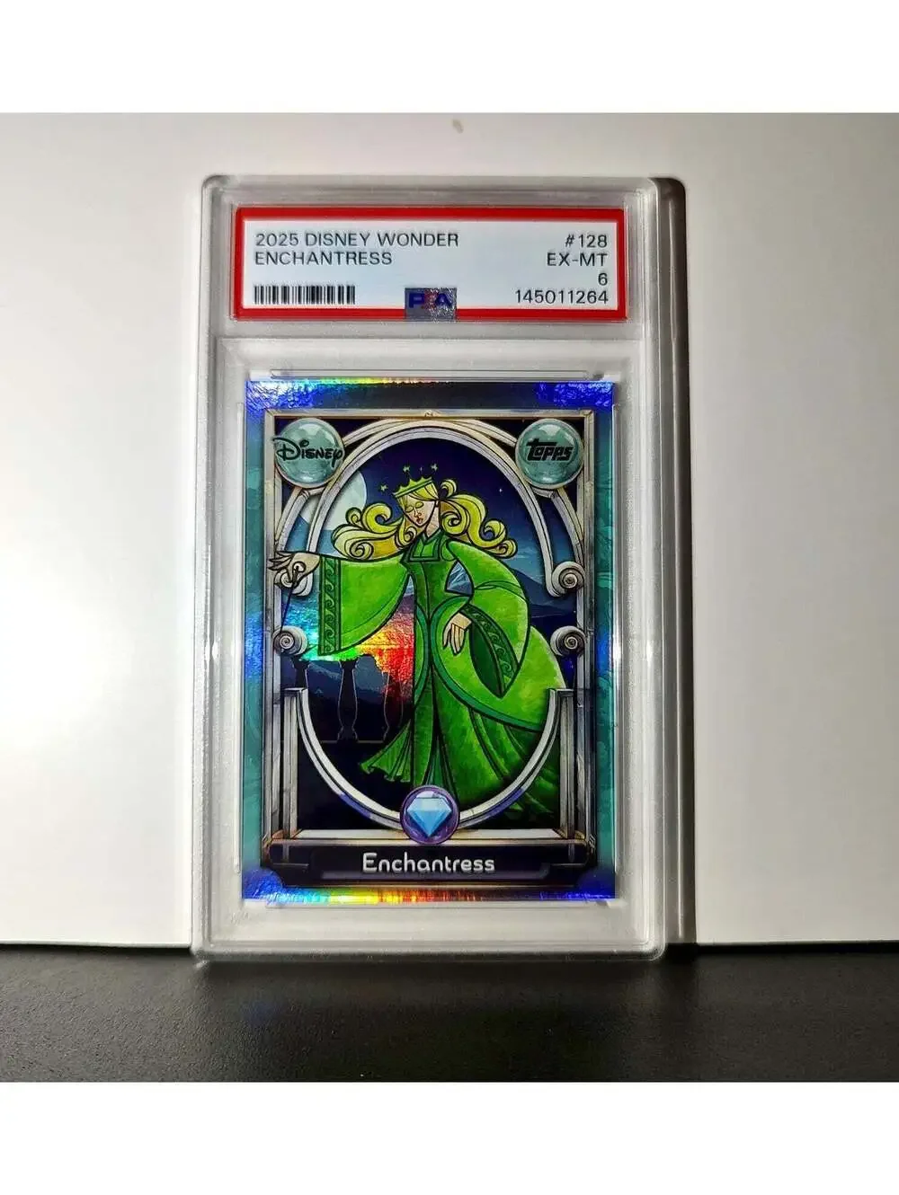 Enchantress 2025 Topps Disney #128 Diamond Card Beauty and the Beast PSA 6